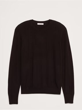 Banana Republic Mens Black Fine Merino Wool Crew Neck Sweater Fits L /XL
